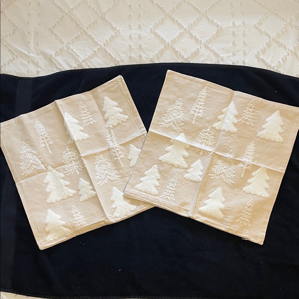 Set of two Cream Tree textured Patterned Accent Pillow Covers new beautiful